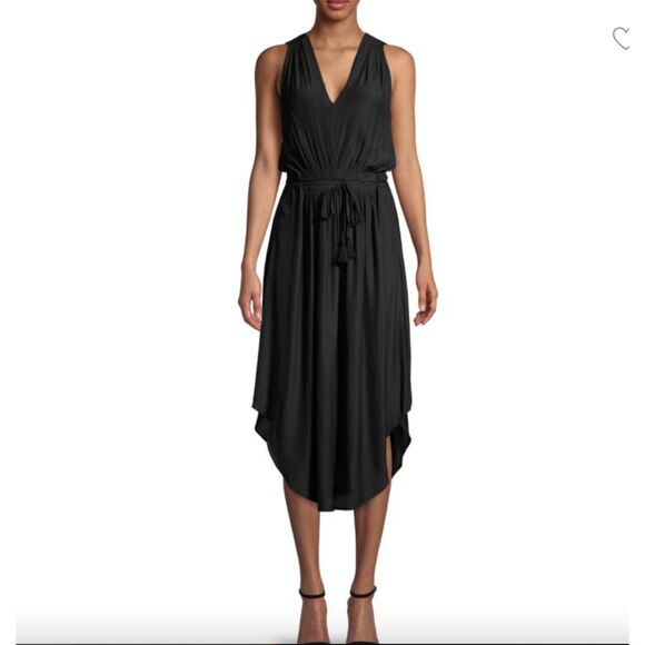 Womens Ramy Brook Black Hayley Drawstring Dress Tassel Beach Swim Size Large - Picture 1 of 7